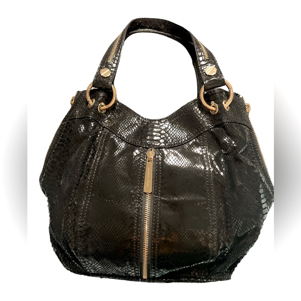 Michael Kors Black Snake (Python)Print Purse With… - image 1